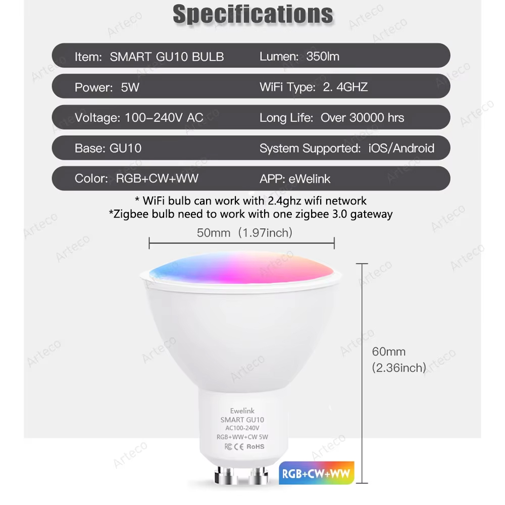 Ewelink lampu LED GU10 Zigbee, - Philips Bulb Hue ulasan dan harga